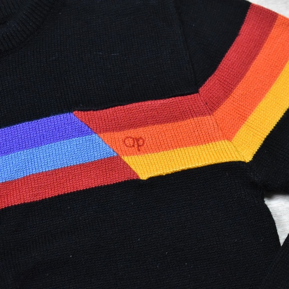 90s Ocean Pacific Weather Wear V Neck Sweater Skater Grunge Colorful Stripe VTG - Picture 3 of 4